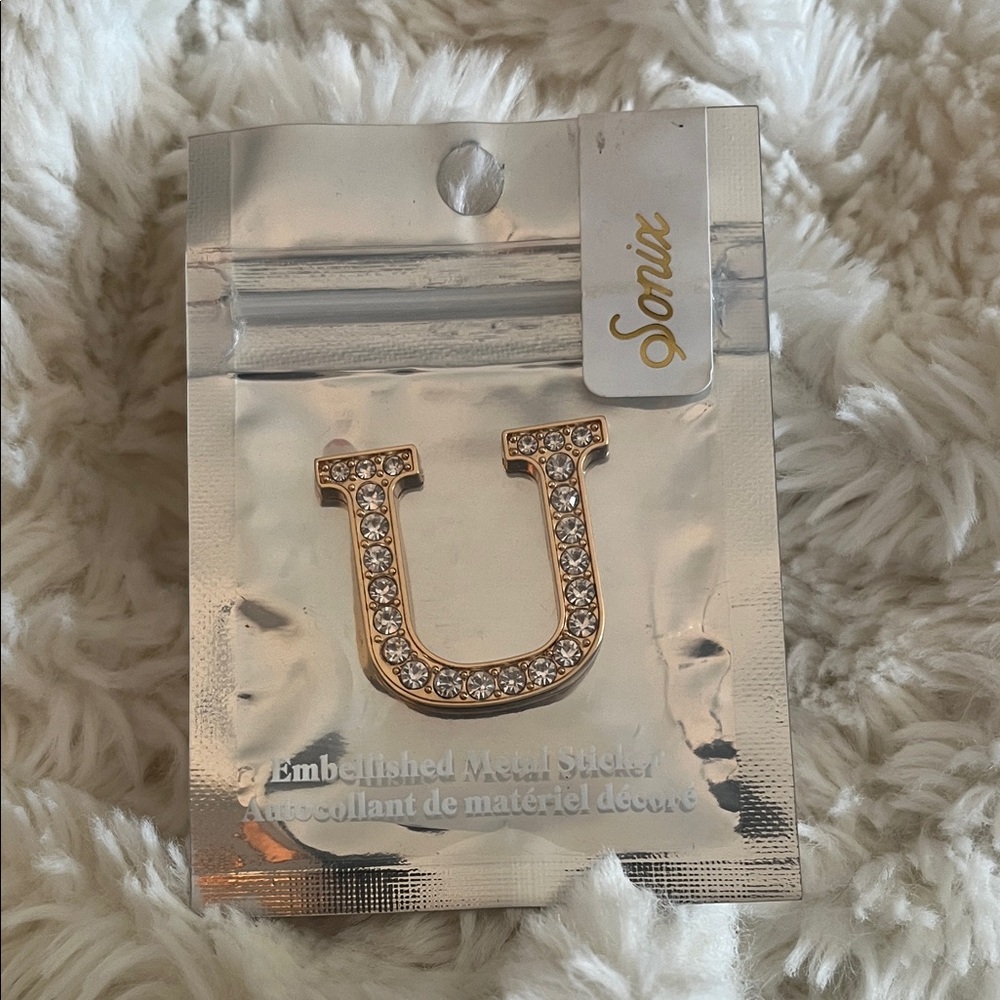 Sonix Crystal Embellished Metal Sticker Letter U